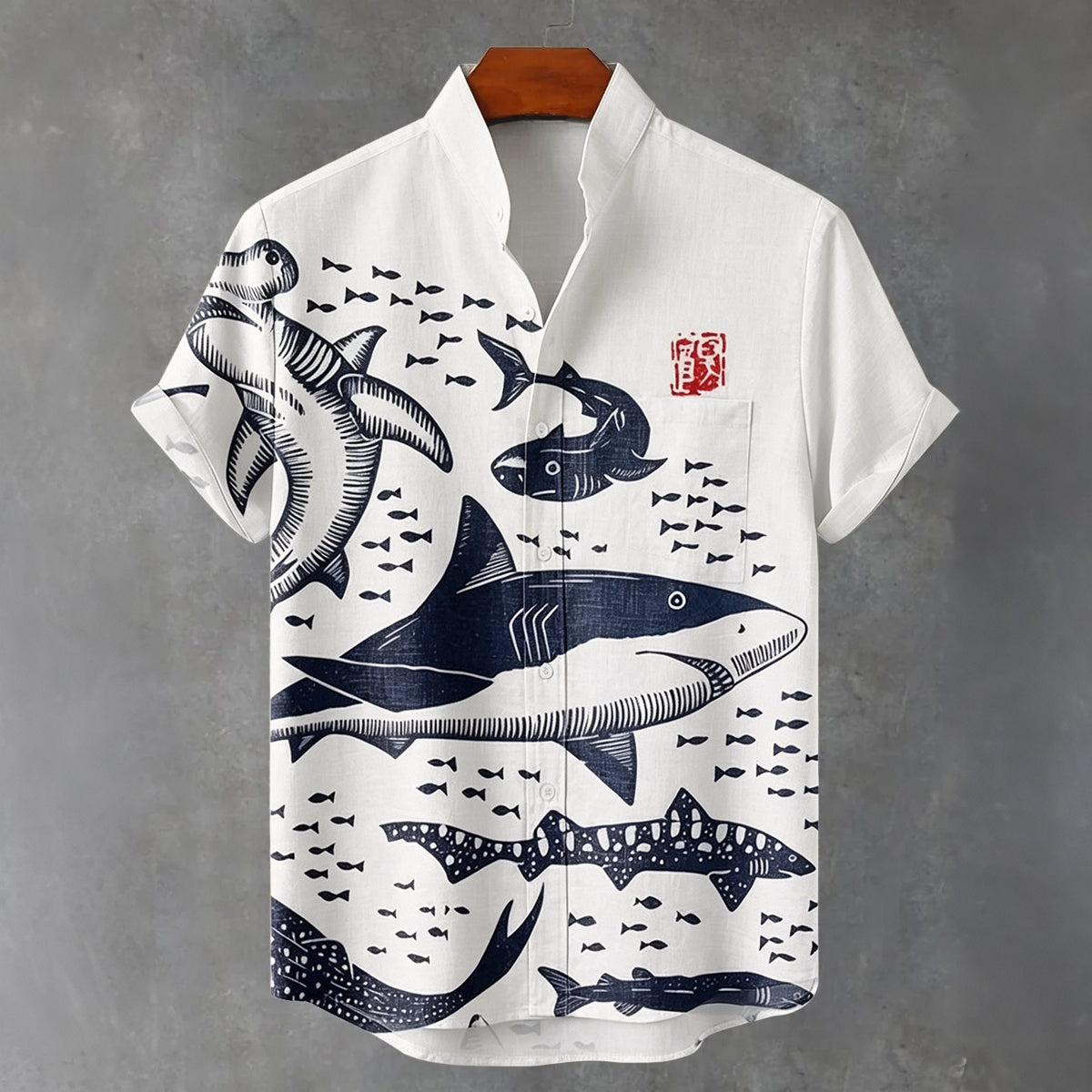 Ocean Shark Japan Art Print Casual Shirt