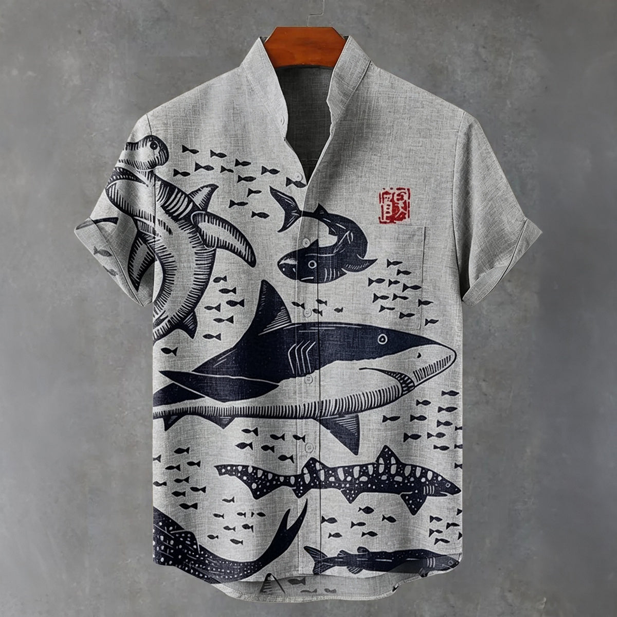 Ocean Shark Japan Art Print Casual Shirt