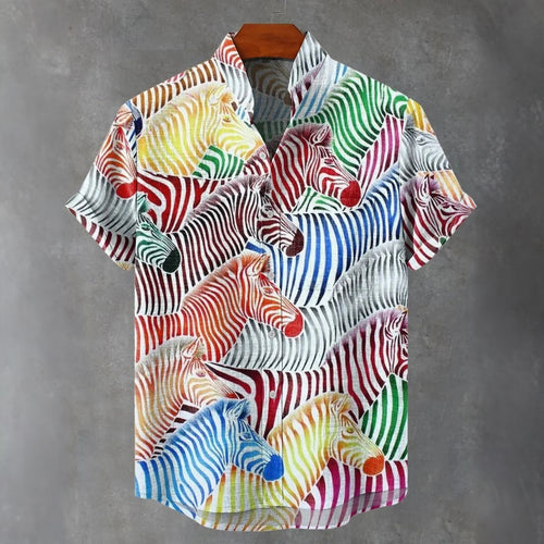 Colorful Zebra Group Decorative Pattern Casual Shirt