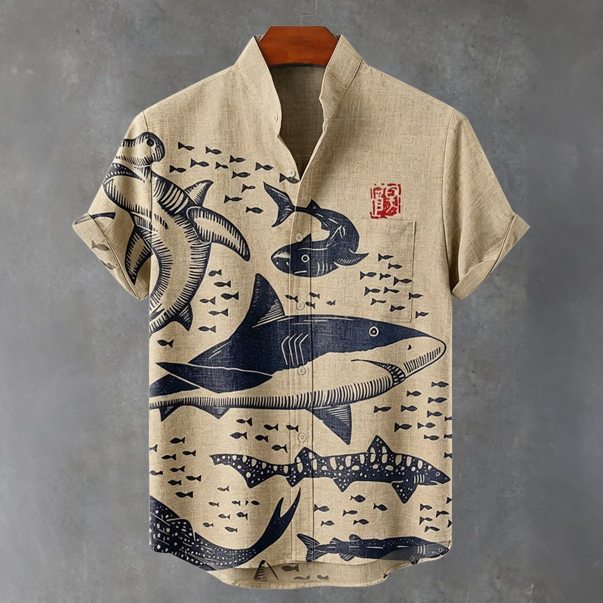 Ocean Shark Japan Art Print Casual Shirt