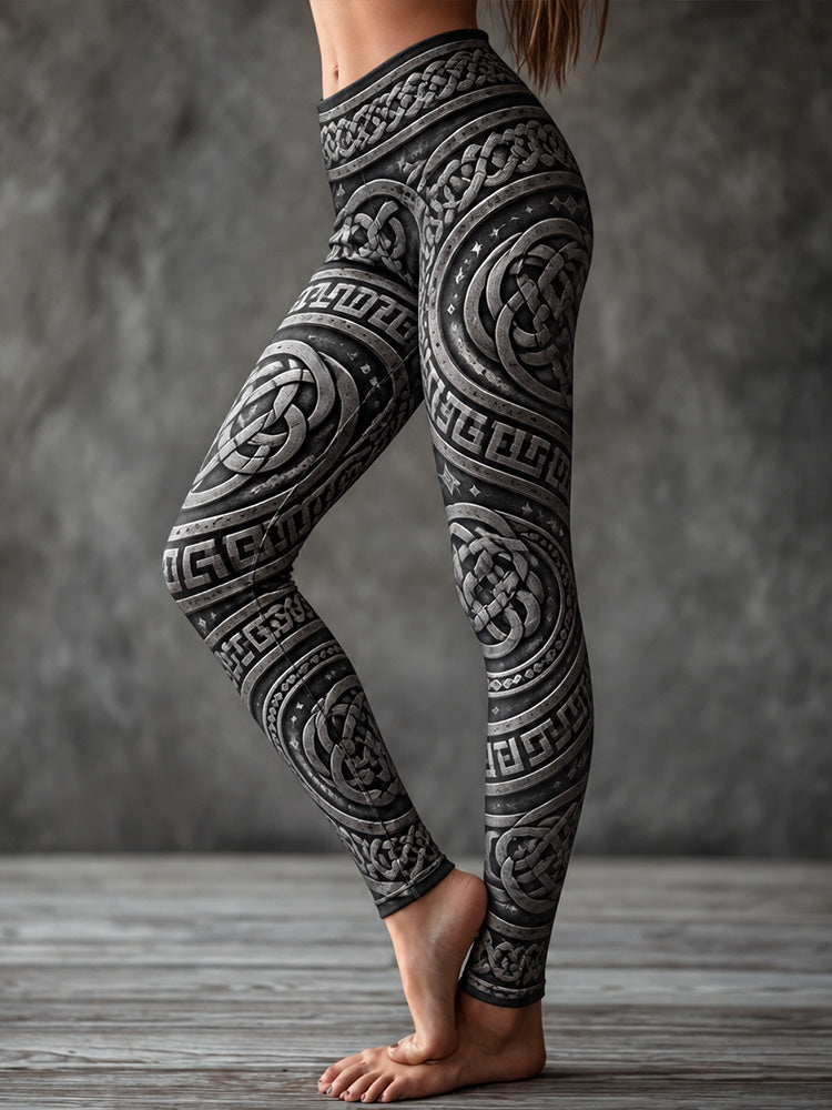 Women's Vintage Viking Celtic Knot Print Slimming Leggings