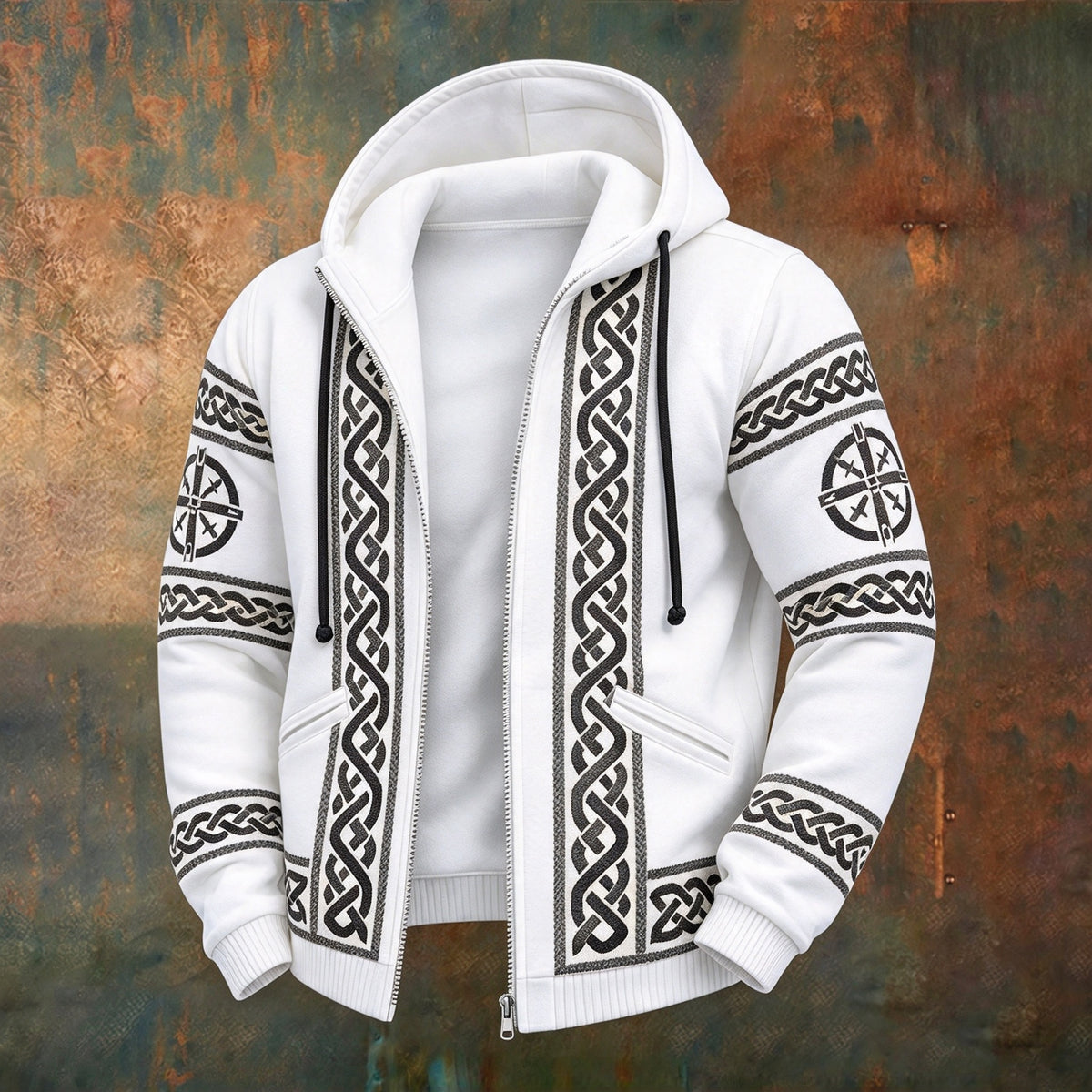 Men's Vintage Celtic Knot Cable-knit Casual Cardigan Sweatshirt