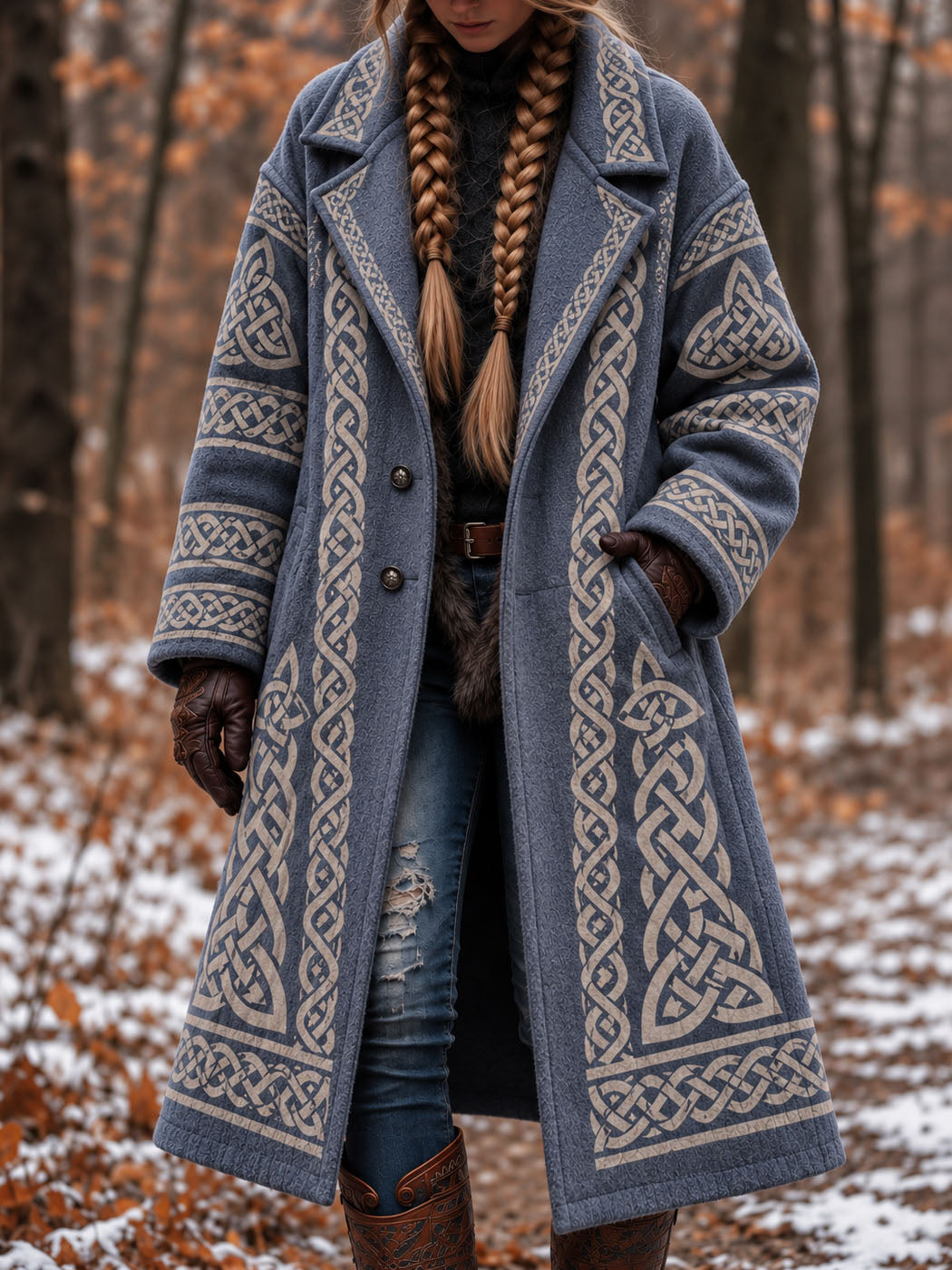 Women's Vintage Viking Celtic Knot Motif Coat